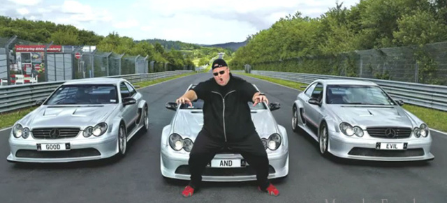 "Gangstas Paradise": Kim Dotcom rast im Benz durch die Grüne Hölle (Video): Der zwielichtige Computer-Szene-Star donnert mit Kimi Raikkonen (beide in einem Mercedes-Benz AMG CLK DTM) um den Nürburgring