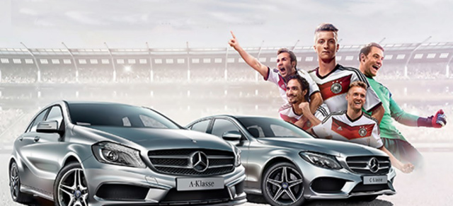 Fußball-WM: Neuen Mercedes bestellen und 1.000  Fan-Prämie sichern : Zur Fußball-WM gibts für Neuwagen-Kunden bei Mercedes-Benz einen attraktiven Bonus