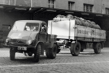 Zugpferd der Familienbrauerei Dinkelacker aus Stuttgart: Ein Unimog hilft beim Durst löschen