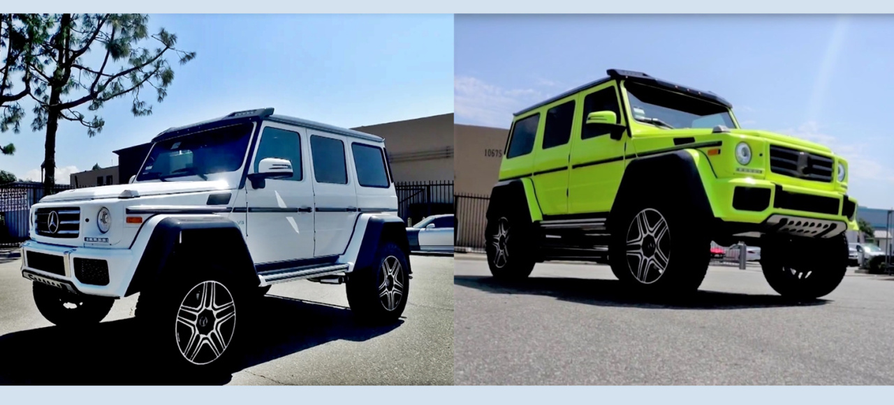 Mercedes Benz G550 4x4 Dressed To Impress Neongelbe Folierung Eines Weissen G Klasse Monsters Video Performance Mercedes Fans Das Magazin Fur Mercedes Benz Enthusiasten