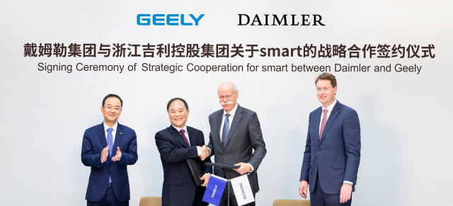 Produktion zukünftig in China: smart wird zur Hälfte chinesisch: Offiziell: smart geht zu 50% an den chinesischen Autobauer Geely