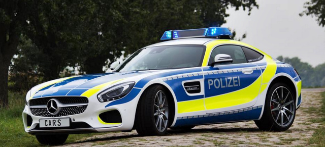 Kann das wahr sein? Mercedes-AMG GT S als Polizeiwagen: Beamtentraum:  Mercedes-AMG postet AMG GT-S als Polizei-Einsatzwagen