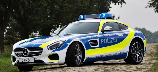 Kann das wahr sein? Mercedes-AMG GT S als Polizeiwagen: Beamtentraum: Mercedes-AMG postet AMG GT-S als Polizei-Einsatzwagen