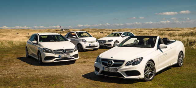 Mercedes-Benz Cars und Europcar: Weiße „Strandflotte“ auf Sylt : Reif für die Insel: Sylter Strandflotte Im Zeichen des Sternenbanners