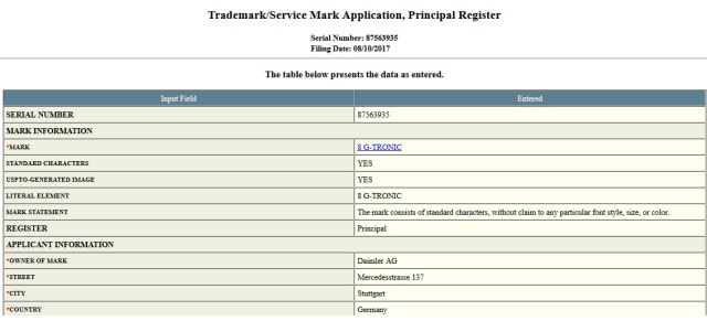 Spekulation: Bringt Mercedes-Benz eine 8 G-Tronic?: Mercedes-Benz beantragt in den USA Markenschutzrechte für Trademark „8 G Tronic“