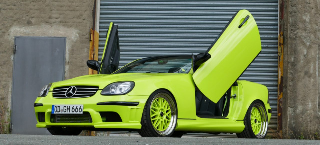 Mercedes-Benz SLK: Tuning mit allem: Grüner. Kühner. Giftiger: SLK 230 K  sticht als „Green Hornet“ ins Auge