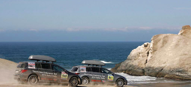 Rally Dakar 2010, 8. Jan - Iquique, das chilenische Ibiza: Seit acht Tagen sind Ellen Lohr und Jörg Sand unterwegs in der Mercedes R-Klasse und  folgen der Rally Dakar 2010.