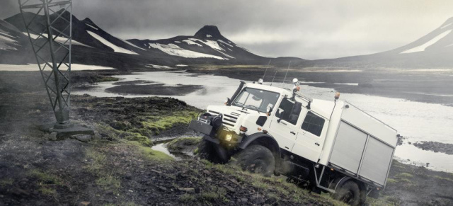 Unimog at Work: Strom muss fließen in Island : Stromversorgung in Island als ständige Herausforderung: Unimog beweist unter härtesten Einsatzbedingungen seine Überlegenheit im isländischen Hochland