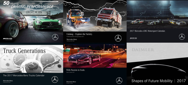 Geschenktipp: Mercedes-Benz Wandkalender‭ ‬2017: Die schönsten Seiten des kommenden Jahres:  Mercedes-Benz Wandkalender‭ ‬2017 ‭zu verschiedenen Themen erhältlich