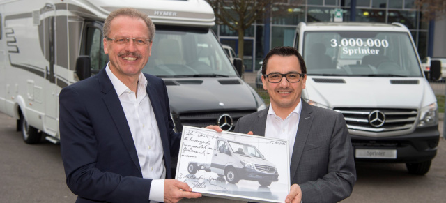 Mercedes-Benz Sprinter: Die drei Millionen sind voll: Dreimillionster Mercedes-Benz Sprinter geht an den Reisemobilhersteller Hymer