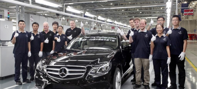 Produktionsstart in China: Mercedes E-Klasse Langversion  : Erstes Exemplar der extra langen E-Klasse lief in China vom Band 