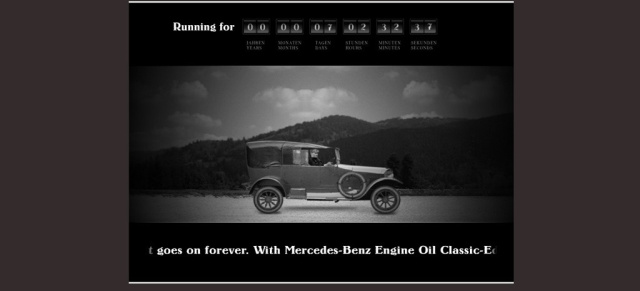 Der längste Film der Welt: Mercedes zeigt im Internet einen nie endenden Werbespot für Mercedes-Benz Motorenöl Classic-Edition