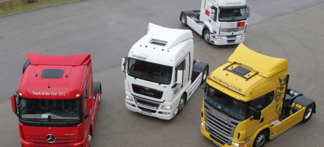 Schwer in Ordnung: Mercedes Benz New Actros gewinnt den Euro Truck Test: Klarer Sieger: Mercedes Benz New Actros 1845 StreamSpace. Er verwies die vier Kontrahenten von MAN, Renault und Scania auf die Plätze.