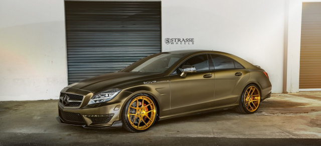 Goldstück: Mercedes Benz CLS63 von DV8 Motorsports : Best in Bronze: Goldig folierter Mercedes CLS 63 AMG mit 690 PS