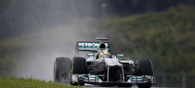 Formel 1 China: Silberfpeile beim 1. Freien Training auf Platz 1 und 2 : Mercedes-Fahrer Rosberg fuhr beim Training die schnellste Zeit.