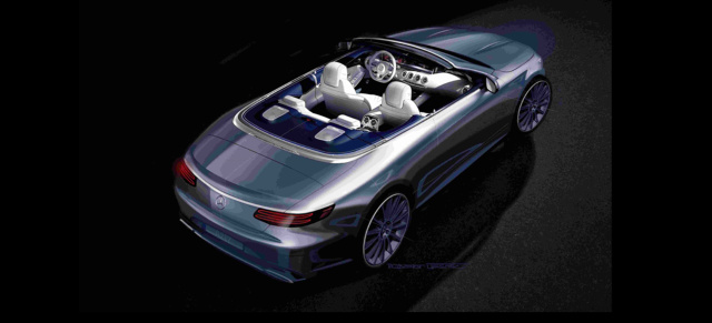 Mercedes S-Klasse Cabrio: 1. offizielles Bild: Designskizze von der Oberklasse-Frischezelle  veröffentlicht