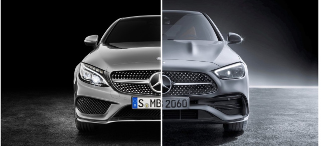Gesichtsvergleich Mercedes C-Klasse: W205 vs W206: Kopf an Kopf: C-Klasse, wie sehr hast Du dich verändert?