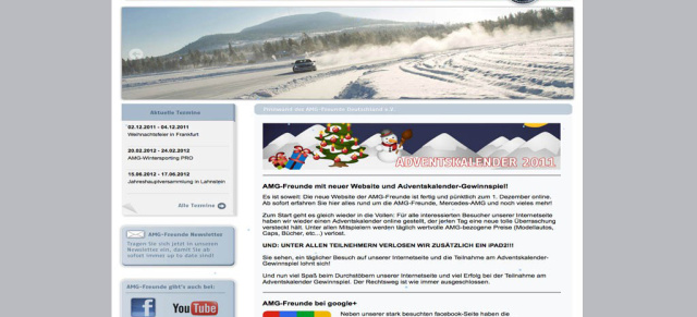 Neuer Auftritt: Mercedes AMG Freunde mit neuer Internetseite: Neue AMG-Freunde-Site  - aktuell mit  Adventskalender mit attraktiven Preisen