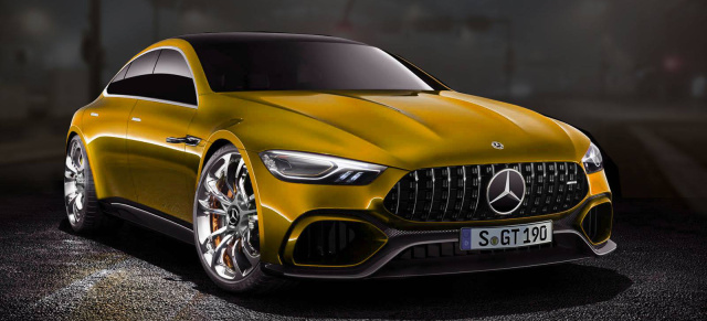 Mercedes-AMG GT Concept: Ausblick auf den Look der Produktion: Blick in die Zukunft: Sieht so die Serienversion des viertürigen Mercedes-AMG GT Concept aus?