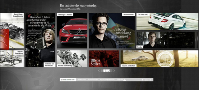 Mercedes-AMG: Die neue AMG-Karrierewebsite: Studenten, Absolventen und Berufserfahrene können sich ab dem 1. August 2012 unter karriere.mercedes-amg.com über ihre beruflichen Optionen bei der Mercedes-AMG GmbH informieren
