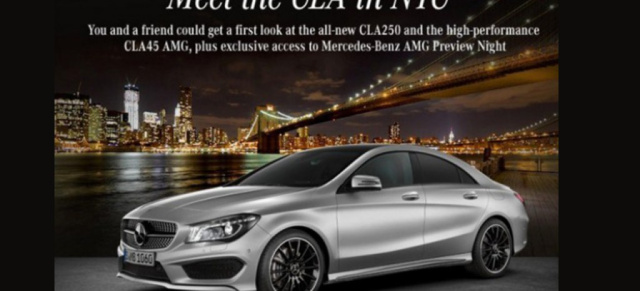 Premiere in New York: Mercedes CLA 45 AMG : Spätestens auf der New York International Auto Show (29.03. - 07.04.2013) wird der Mercedes CLA 45 AMG zu sehen sein 