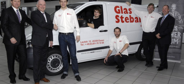 MACHER-Wettbewerb: Glaserei Glas Stebani gewinnt Mercedes-Benz Vito: Feierliche Übergabe im Mercedes Nutzfahrzeug-Center LUEG in Bochum-Wattenscheid