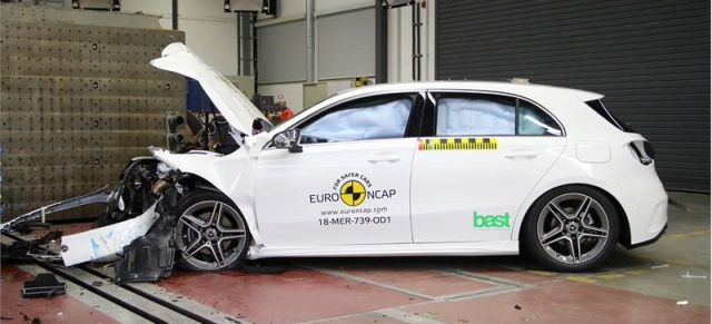 Mercedes-Benz A-Klasse: Kein Kompakter fuhr 2018 besser gegen die Wand : Euro NCAP Crash Test: Die A-Klasse ist Europas Klassenbester bei der Sicherheit