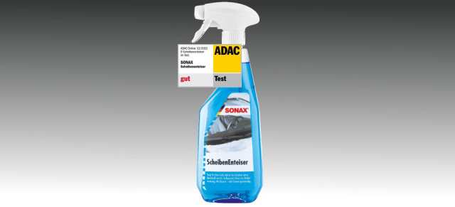 Sonax Scheibenenteiser erfolgreich im ADAC-Test: ADAC-Tester vergeben die beste Einzelwertung im Testfeld und die Gesamtnote gut an den Sonax Scheibenenteiser