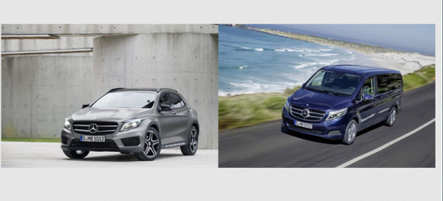 Wertmeister 2015: Mercedes V-Klasse und Mercedes GLA: Die beiden Mercedes-Modelle sind die wertbeständigsten Wagen ihrer Klasse