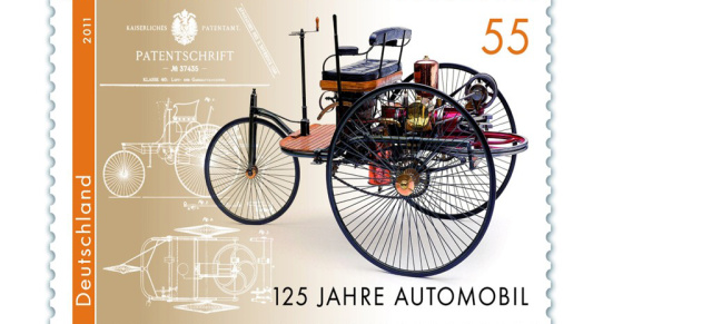 125 Jahre Automobil: Sonderpostwertzeichen und Sondermünze "125 Jahre Automobil": 