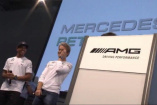 Hausbesuch: Hamilton und Rosberg besuchen Mercedes AMG (Video): Vor dem Hockenheim-Grand Prix am 20. Juli statten die Silberpfeil-Piloten der AMG-Zentrale in Affalterbach einen Besuch ab