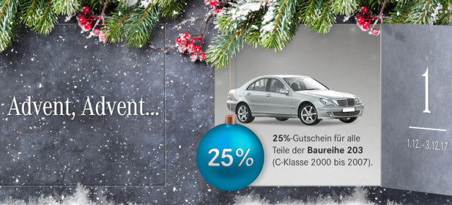 Mercedes-Benz Gebrauchtteile Center: Advents-Rabatt im MB GTC: 25 % auf alle Teile der C-Klasse 203 