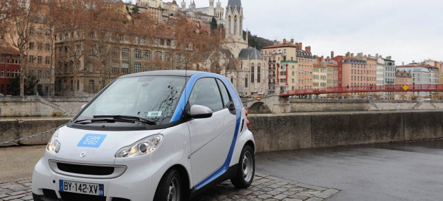 Startschuss für car2go in Lyon : Seit dem 1. Februar 2012 stehen 200 smart fortwo Fahrzeuge zur spontanen Nutzung in der französischen Stadt bereit