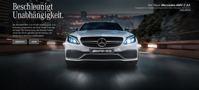 Webspecial: Mercedes-AMG C63 2015: Die neue Generation der dynamischen C-Klasse online erfahren
