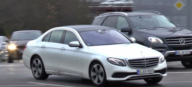  Mercedes-Benz E-Klasse W213: Zum ersten Mal on the Road: Video: Die neue Mercedes-E-Klasse erstmals produktionsreif im Straßenverkehr gefilmt