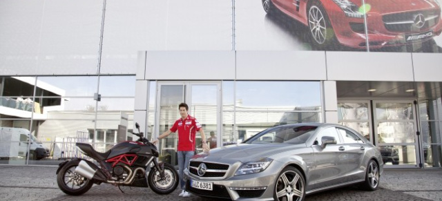 Auch auf vier Rädern sportlich: Ducati MotoGP Fahrer Nicky Hayden fährt Mercedes AMG: Als Auto ist für den Ducati Werksfahrer ein Mercedes CLS 63 AMG erste Wahl 