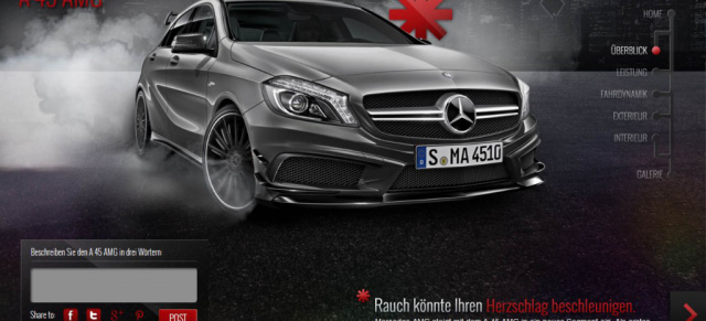 Webspecial:  Mercedes A 45 AMG online erleben: Ab sofort lässt sich der neue Mercedes AMG Sportwagen online erfahren