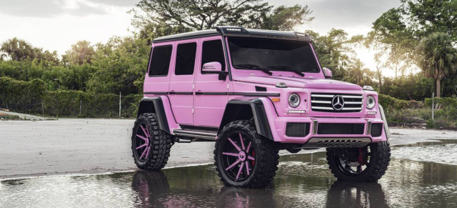 Der etwas andere Mercedes-Benz G500 4X4² : Pretty in Pink? Das G-Tier kommt als rosa Monsterbacke in Sicht