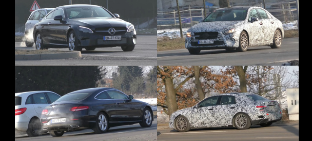Mercedes-Benz Erlkönige erwischt: Star Spy Shot Double Feature: C205 Facelift und A-Klasse Sedan 