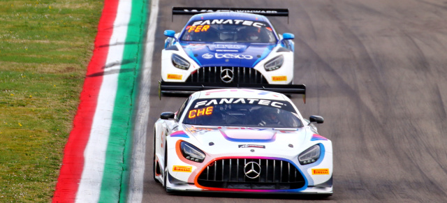 Mercedes-AMG startet erfolgreich in die Europaliga: Klassensieg und Doppelpodium bei der GT World Challenge in Imola
