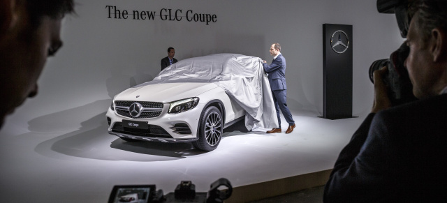 Premiere in New York: Live Bilder vom GLC Coupé Debüt: Bilder von der Weltpremiere des Mercedes-Benz GLC Coupé am Vorabend der New York International Auto Show 2016