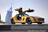 SLS AMG in faszinierendem Goldlack : Premiere auf der Dubai International Motor Show 