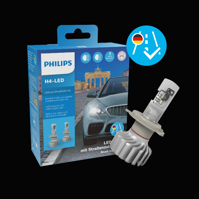 Philips Ultinon Pro6000: H4-LED mit Straßenzulassung zum Nachrüsten 